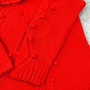 Ava & Viv Cable Knit Pom Pom Sweater‎ In Red Women's Size 2X thumbnail 4