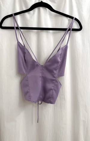 Urban Outfitters Lilac Satin Corset Top with Double Straps thumbnail 1