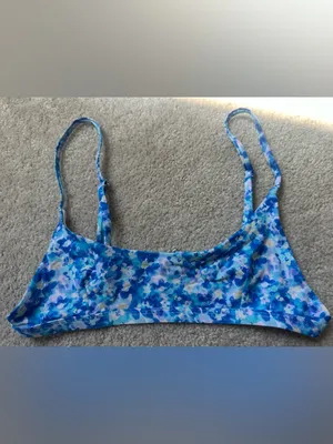 Bright Swimwear Blue Floral Bralette Bikini Top size small thumbnail 2