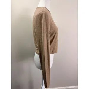Girlfriend Collective Tan Heathered Long Sleeve Crop Top Athletic Shirt Medium thumbnail 5