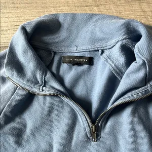 La Hearts Blue Cropped Mock Neck Jacket thumbnail 5
