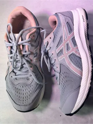 ASICS Women's Gray and Light Pink Athletic Running Shoe thumbnail 7