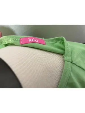 Y2K Lola V-Neck Green T-Shirt Slim Top Silver Graphic VTG L thumbnail 2