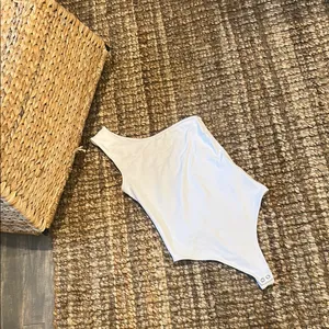 Abercrombie & Fitch Soft A&F Collection White Asymmetrical Bodysuit thumbnail 2