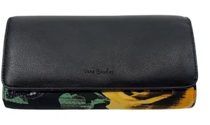 Vera Bradley Leather Floral Canvas Trifold Wallet Black Butterfly Polka‎ Dot thumbnail 1