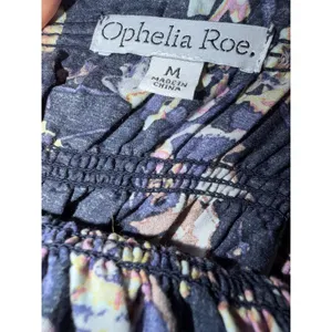 Ophelia Roe Floral Maxi Dress Womens Medium Blue Cotton Smocked Tiered Boho Boho thumbnail 6