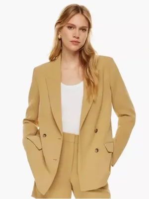 Wilfred Aritzia Camel Double Breasted Blazer Size 2 Tailored Neutral Jacket thumbnail 1