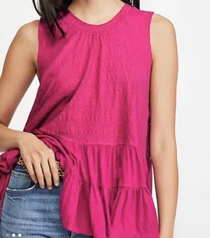 Free People ‘Right On Time’ barbiecore tiered tunic tank, size medium large thumbnail 3