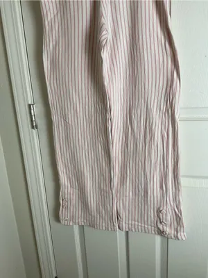 Zara Pink & White Striped Cotton Wide-Leg Pants - Size 13-14 thumbnail 3
