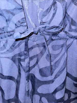 J. Crew Navy Swirl-Print empire waist Tie-Front Long Sleeve tunic cover up Small thumbnail 2