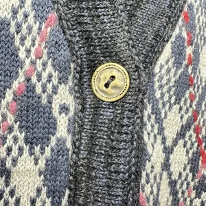 Free People Foxtrot Argyle Knit Cardigan Sweater Women's L Wool Blend‎ Preppy thumbnail 10