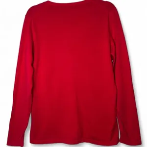 Y2K Tommy Hilfiger Red V-Neck Sweater Women's L 100% Cotton Tiny Logo Preppy thumbnail 5