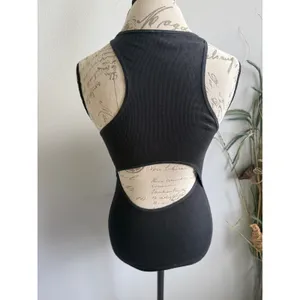 Lululemon Black Ribbed Racerback Tank‎ Top Cutout Detail Athletic Women's thumbnail 3