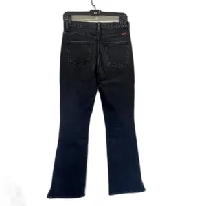 Sly Kick‎ Flare Leg Jeans Black Wash Denim Split Hem High Rise Size 26 Waist thumbnail 4