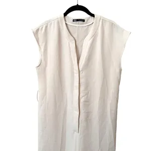 ZARA‎ Wide Leg Jumpsuit White Small thumbnail 5