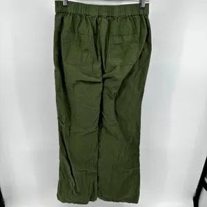 Roxy Oceanside Pants Linen Cotton Loose Straight Pockets Zip Viney Green M 30x32 thumbnail 6