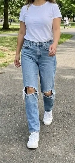 Garage Light Blue Distressed Boyfriend Jeans - Size 1, Waist 25) thumbnail 1