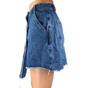 Zara Women's Blue High Waisted Cut-Off Skort Skirt Denim Jean Shorts Size XL thumbnail 2