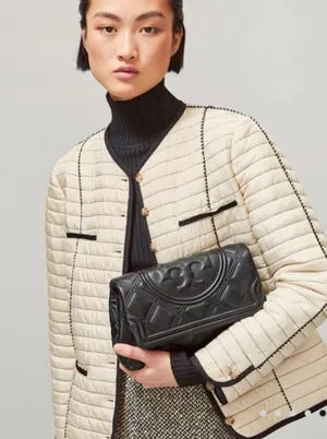 NWT Tory Burch Fleming Soft Quilted Leather Clutch Bag Black thumbnail 1