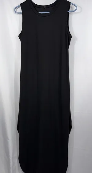 Black Sleeveless Maxi Dress Small Minimalist Stretch thumbnail 1