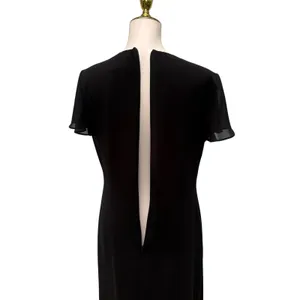 VTG 90s Elegant‎ Mock Jacket Sheath Dress 10 Black Beaded Floral Midi Modest thumbnail 7