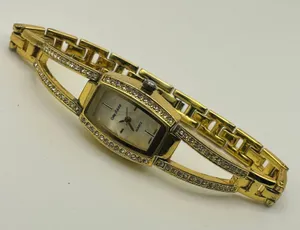 Cote d’ Azur Gold Tone Mother Pearl Dial Crystals Accent Womens Watch Working thumbnail 1