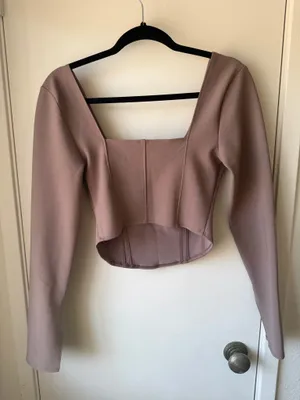 Abercrombie & Fitch long-sleeve corset crop top thumbnail 5