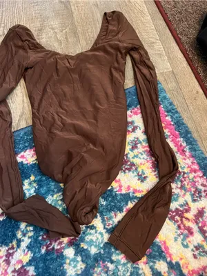 Aerie smootheez Women's Long-Sleeve Scoop Neck Bodysuit - Brown thumbnail 4