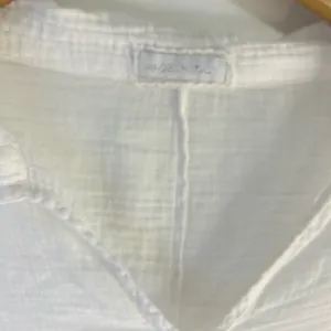 Made in ITALY. 100% cotton.Casual White V-Neck Long Sleeve Dress thumbnail 2