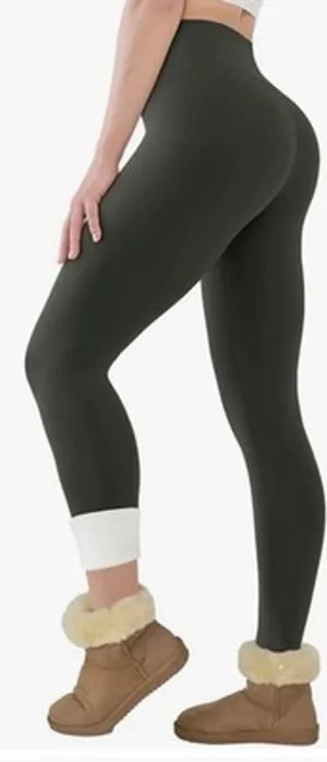 Fleece Lined Seamless High Waist Tummy Control Legging Forest Green Women’s S thumbnail 1
