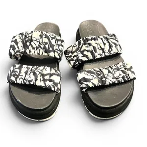 Sorel 7 women Roaming Two Strap Slide Sandals black white graphic print comfort thumbnail 2