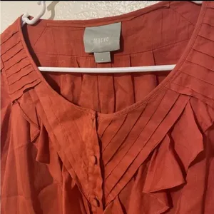 Maeve | Anthropologie Boho Nicoleta‎ Orange Ruffled Peasant Blouse size 4 thumbnail 5