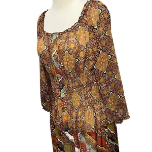Anthropologie Fig And Flower Maxi Dress L Petite Multi Paisley Sheer Tiered Boho thumbnail 4