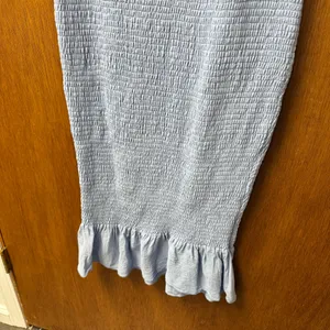 Baltic Born Alana Smocked Puff Sleeve Off the Shoulder Midi Light Blue Large thumbnail 11