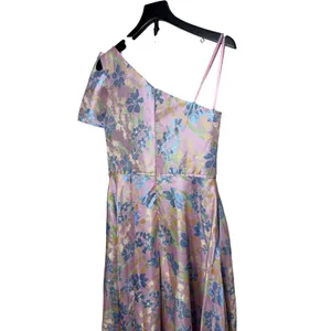IEENA for Mac Duggal Pink Floral Brocade One Shoulder Bow Maxi Dress 10 thumbnail 7