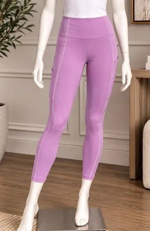 Fabletics Womens Leggings PureLuxe High Waisted Side Pockets Purple Small thumbnail 1