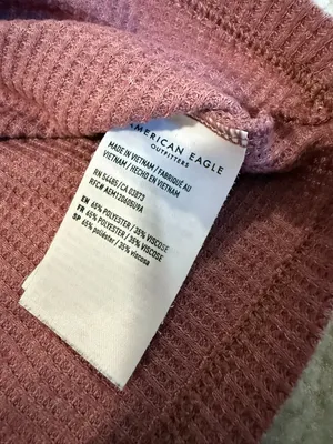 American Eagle Dusty Rose Waffle Knit Crop Tee Pink Size XL thumbnail 3