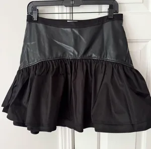 Anthropologie Avec Les Filles Faux-Leather Ruffled Mini Skirt, Size 10 thumbnail 6