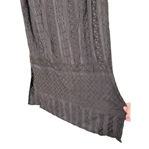 Vintage J. Jill Brown Embroidered‎ Rayon Maxi Skirt Women's Size M thumbnail 3