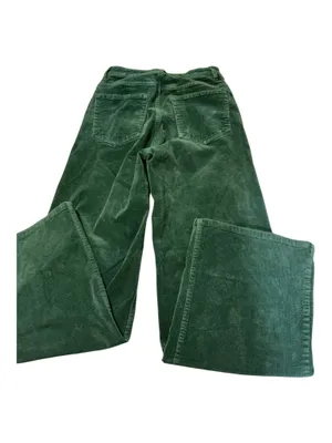 H&M Divided Green Corduroy Wide Leg Pants Size 8 High Waisted Velvet Trousers thumbnail 2