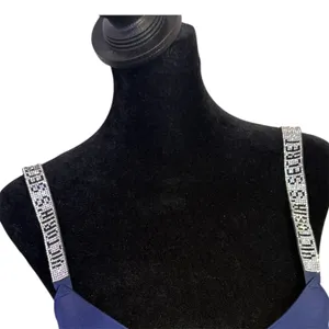 Victoria's Secret Very Sexy Push Up Bra Rhinestone Strap Womens 34A Navy Blue thumbnail 10
