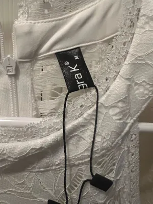 Women’s Gorgeous Allegra K White Satin Lace Med/ Length Dress Size M NWT thumbnail 2