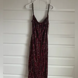 Mac Duggal 10770 Burgundy Beaded Spaghetti Strap Midi‎ Slip Dress Size 2- NWT thumbnail 4