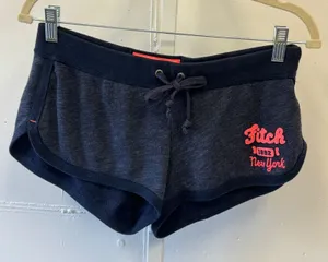 Y2K Abercrombie & Fitch Micro Mini Terry Shorts Small Navy Low Rise Cheeky thumbnail 1