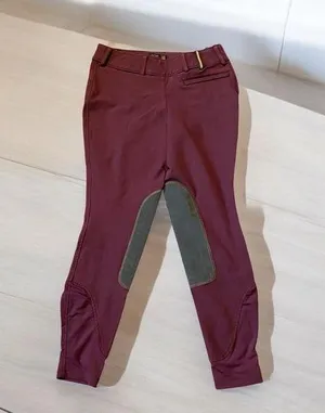 Noble Outfitters mid rise side zip riding pants burgundy thumbnail 1