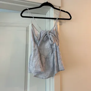 Abercrombie and Fitch white and blue striped cotton tank with tie in the back thumbnail 3