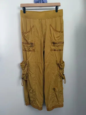Xcvi XS Yellow Marigold Pants Straight Baggy Cargo Boho Gypsy Hippie Relaxed thumbnail 3
