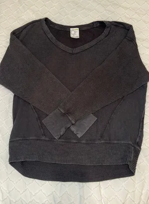 OFFLINE by Aerie Grey Long Sleeve Waffle Shirt thumbnail 1