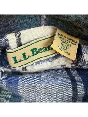 Vintage L.L. Bean Plaid Flannel Shirt Green Blue Chamois Button Up Womens Medium thumbnail 4