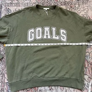 Z Supply NWT Olive Green 'GOALS' Oversized Crewneck Sweatshirt Size Medium thumbnail 10